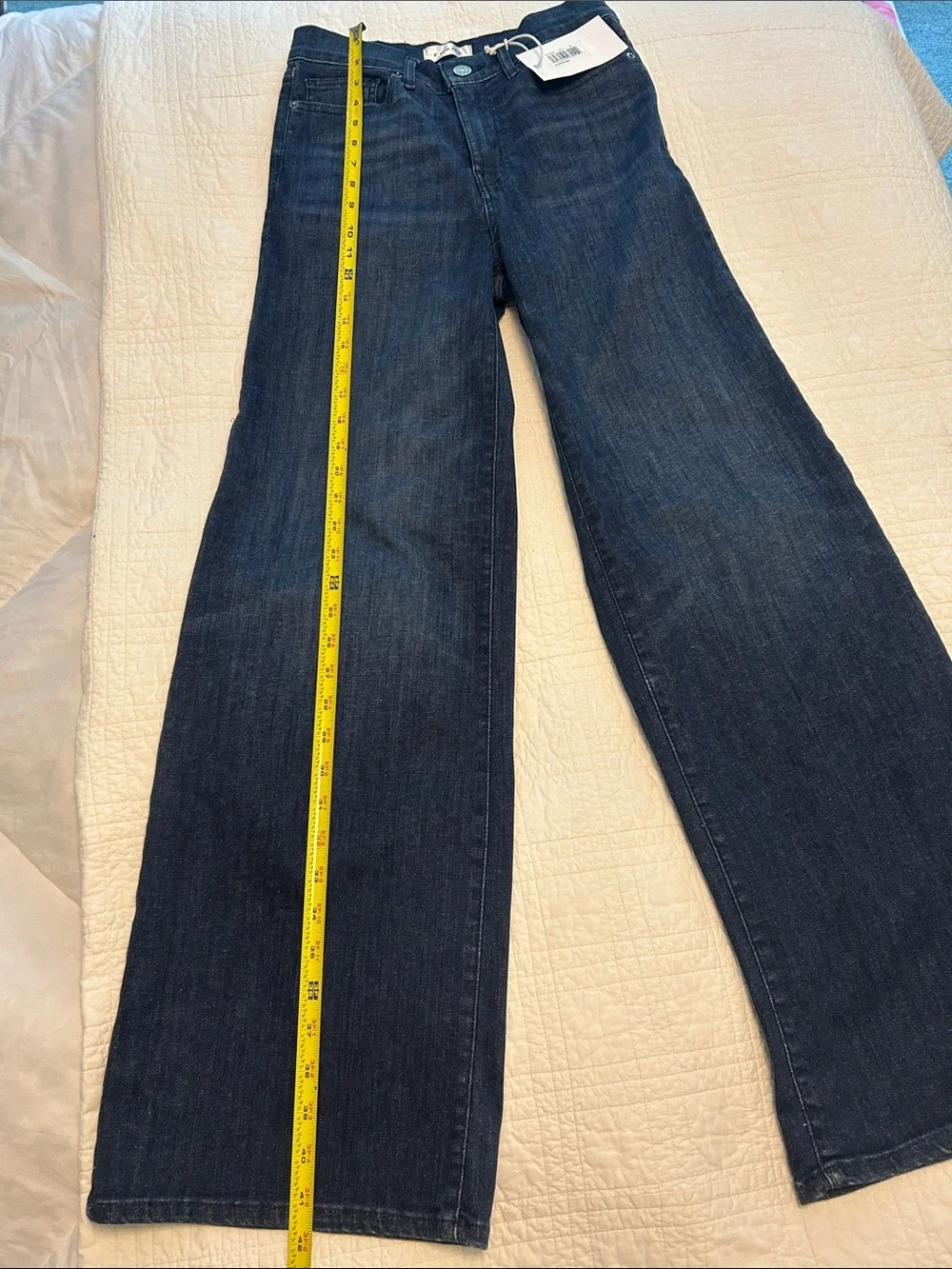 NWT FRAME Le Slim Palazzo High-Rise Wide-Leg Deep Blue Wash Jeans.